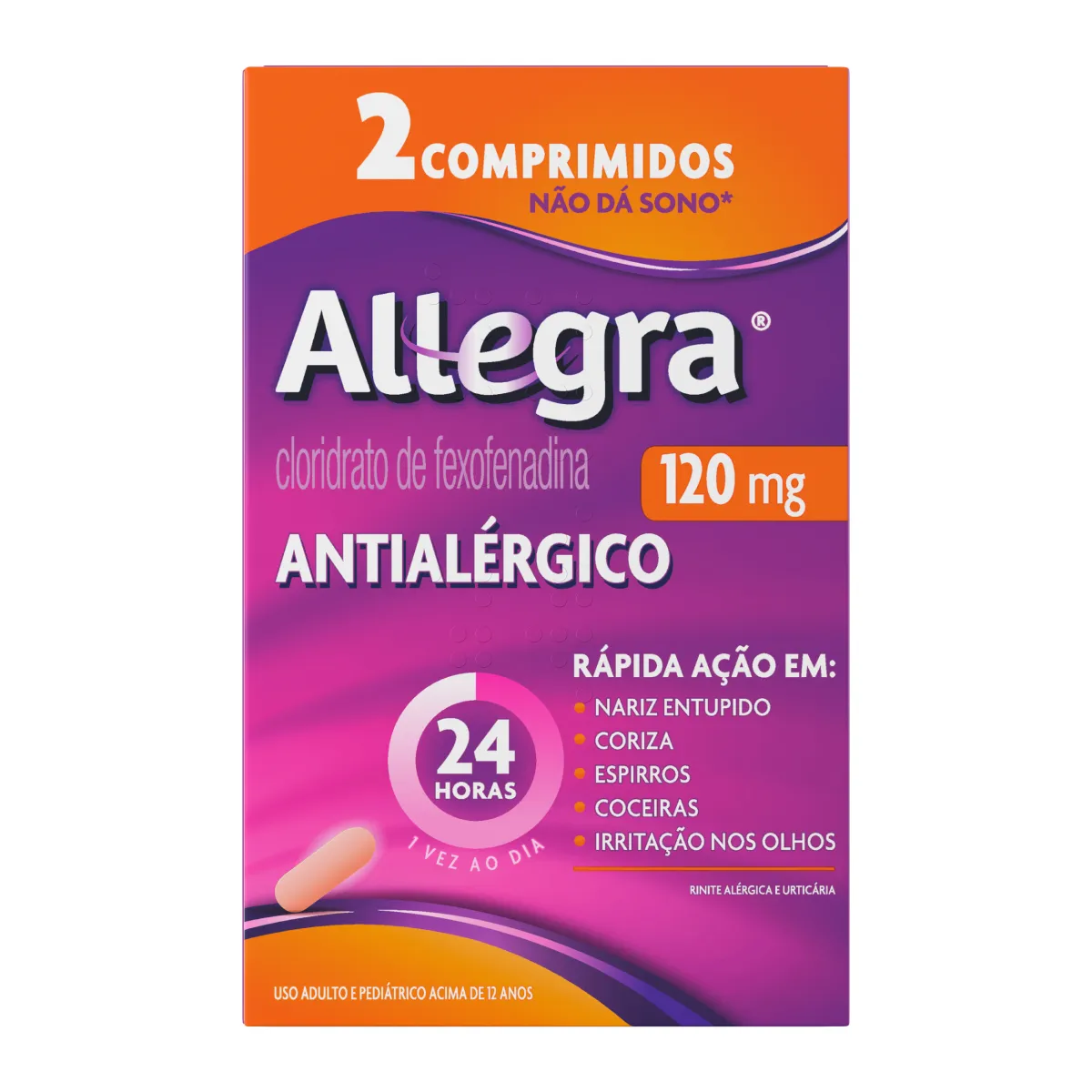 Antialérgico Allegra 120mg 2 comprimidos: veja o preço, bula e para que ...