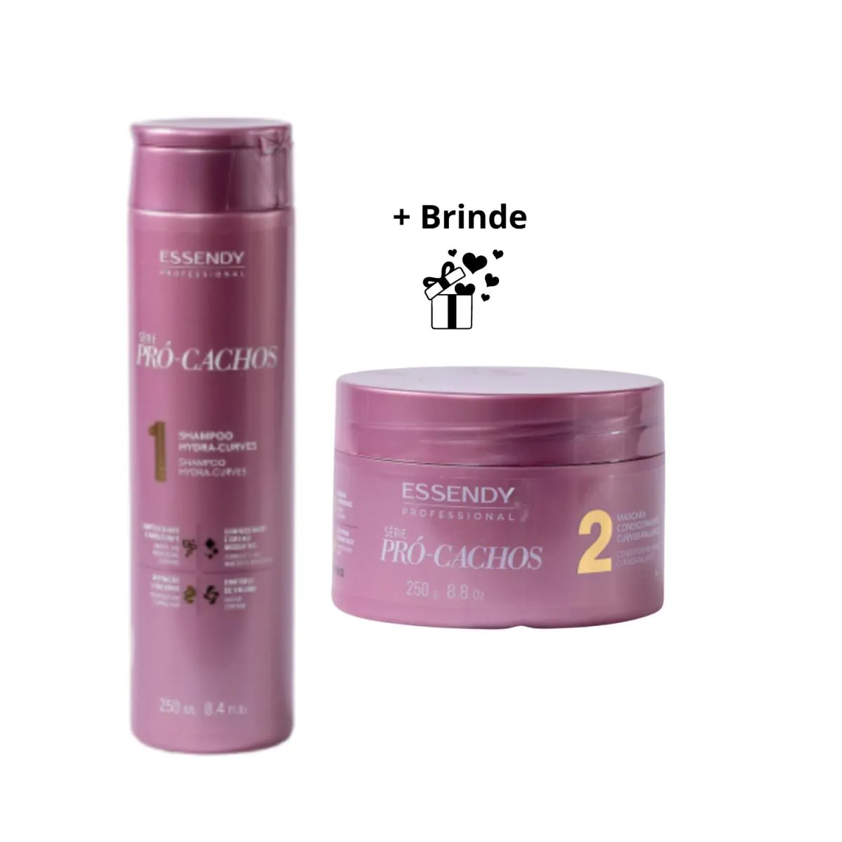 KIT ESSENDY PRÓ CACHOS SHAMPOO 250 ML + MÁSCARA 250GRS
