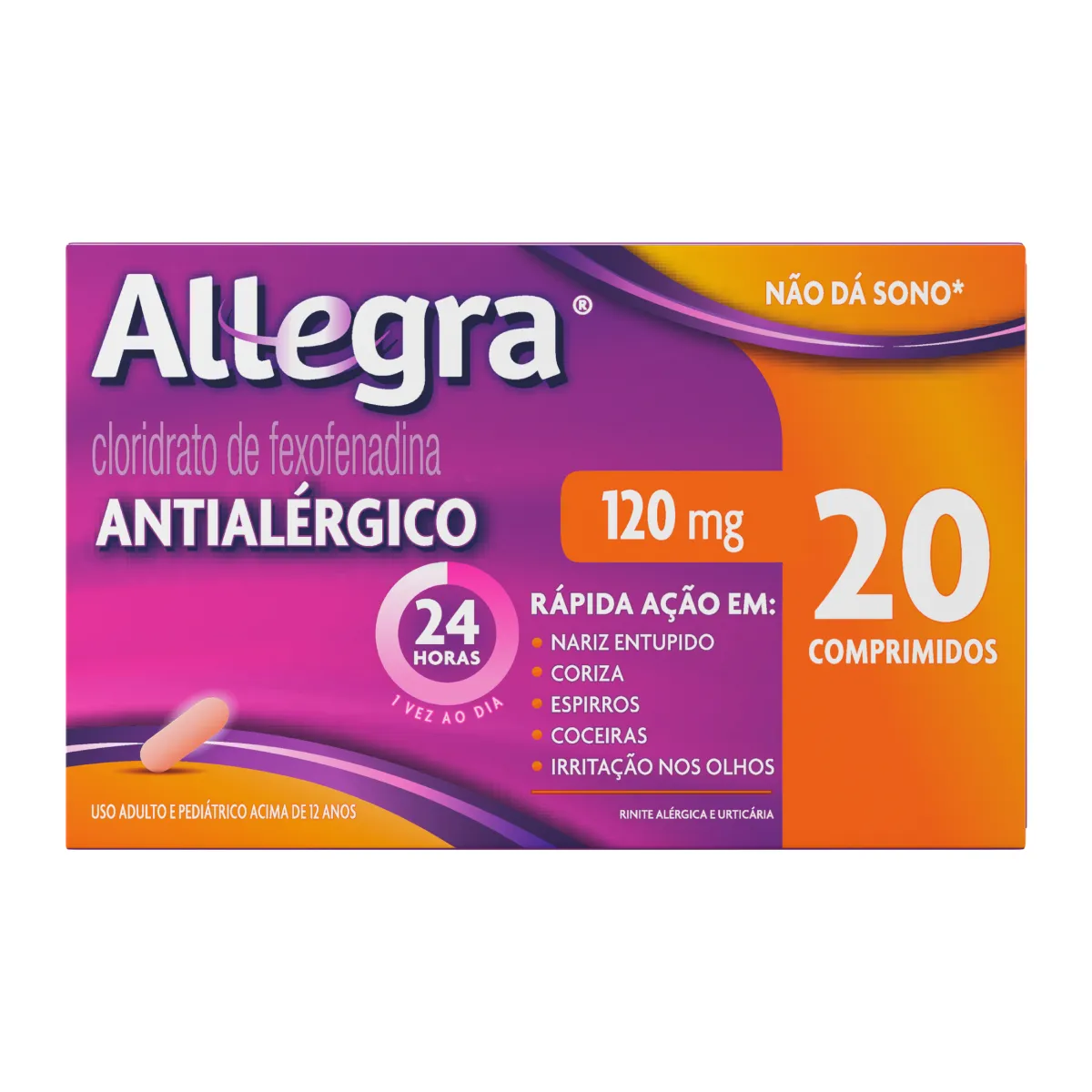 Antialérgico Allegra 120mg 20 comprimidos: veja o preço, bula e para ...
