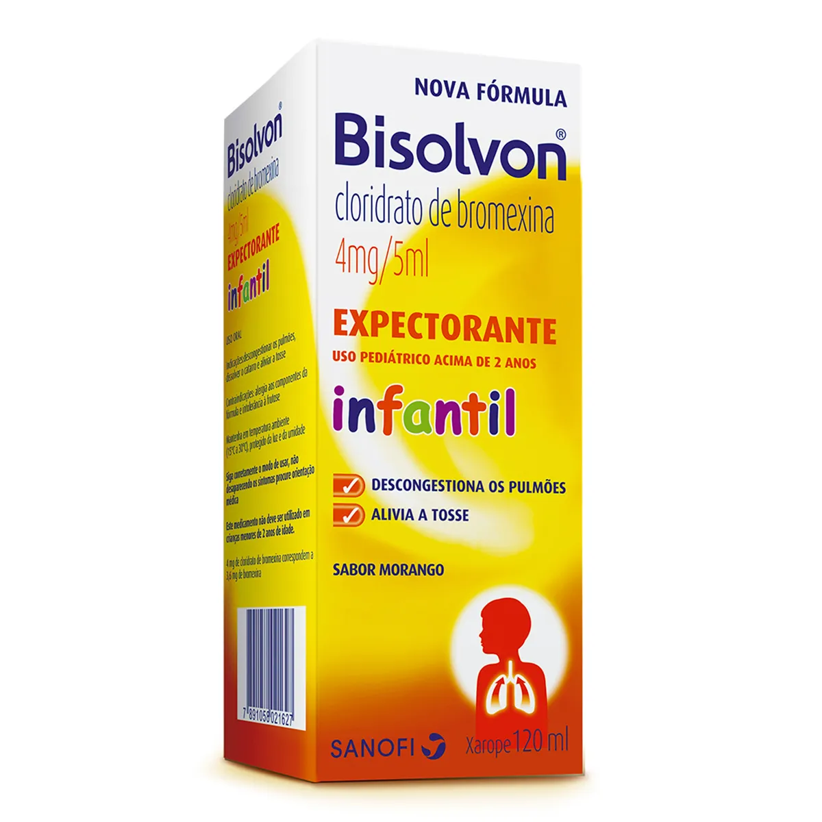 Bisolvon Cloridrato de Bromexina 4mg/5ml Xarope Expectorante Pediátrico Sabor Morango 120ml