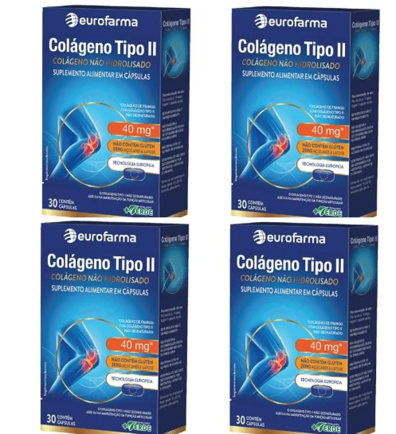 KIT C/4 COLAGENOS EUROFARMA TIPO 2 COM 30 CADA