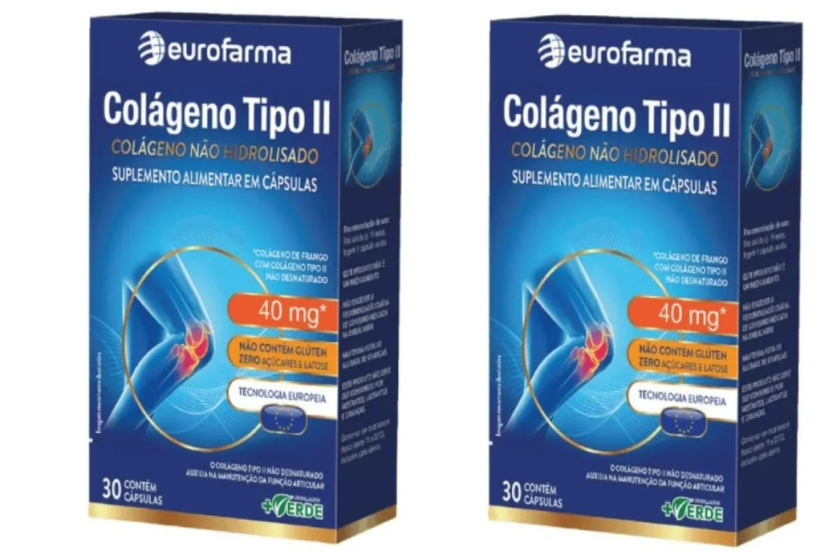 KIT C/2 COLAGENOS TIPO II EUROFARMA C/30 CAPSULAS CADA