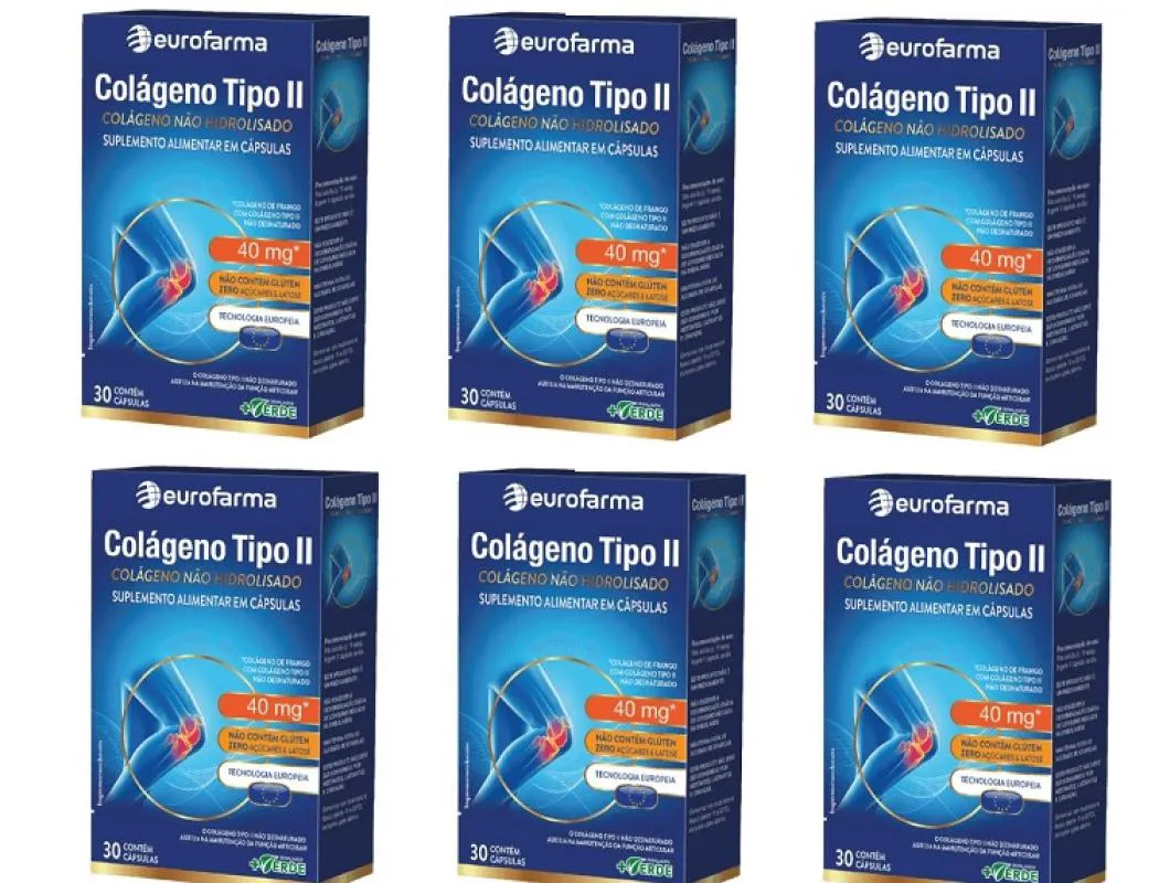KIT C/6 COLAGENOS TIPO 2 EUROFARMA C/30 CAPSULAS CADA