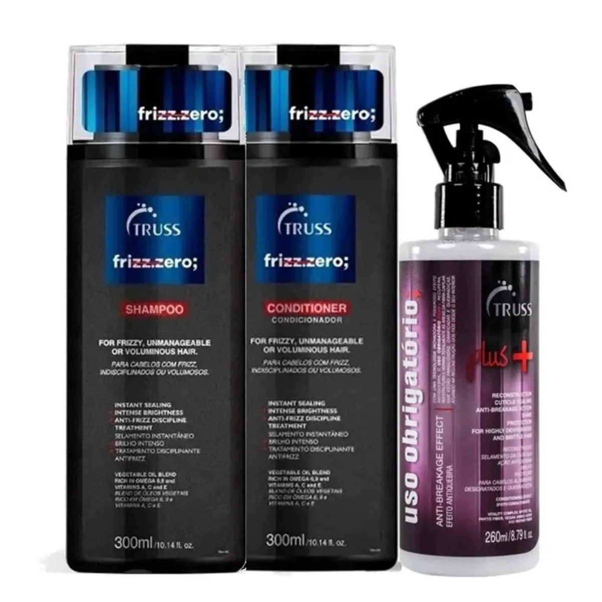 KIT TRUSS FRIZZ ZERO OBRIGATORIO PLUS SHAMPOO + CONDICIONADOR + RECONSTRUTOR CAPILAR