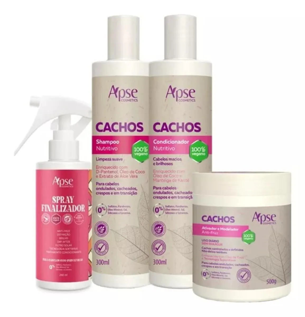 APICE KIT CACHOS ATIVADOR FINALIZADOR SHAMPOO CONDICIONADOR