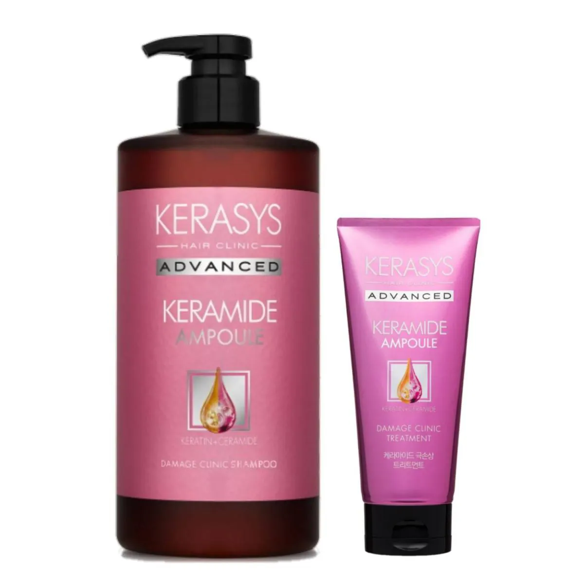 KERASYS KIT KERAMIDE AMPOULE DAMAGE CLINIC SHAMPOO 1L + MáSCARA 200ML