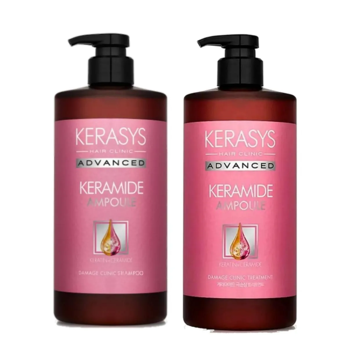 KERASYS KIT KERAMIDE AMPOULE DAMAGE CLINIC SHAMPOO + MáSCARA 1L