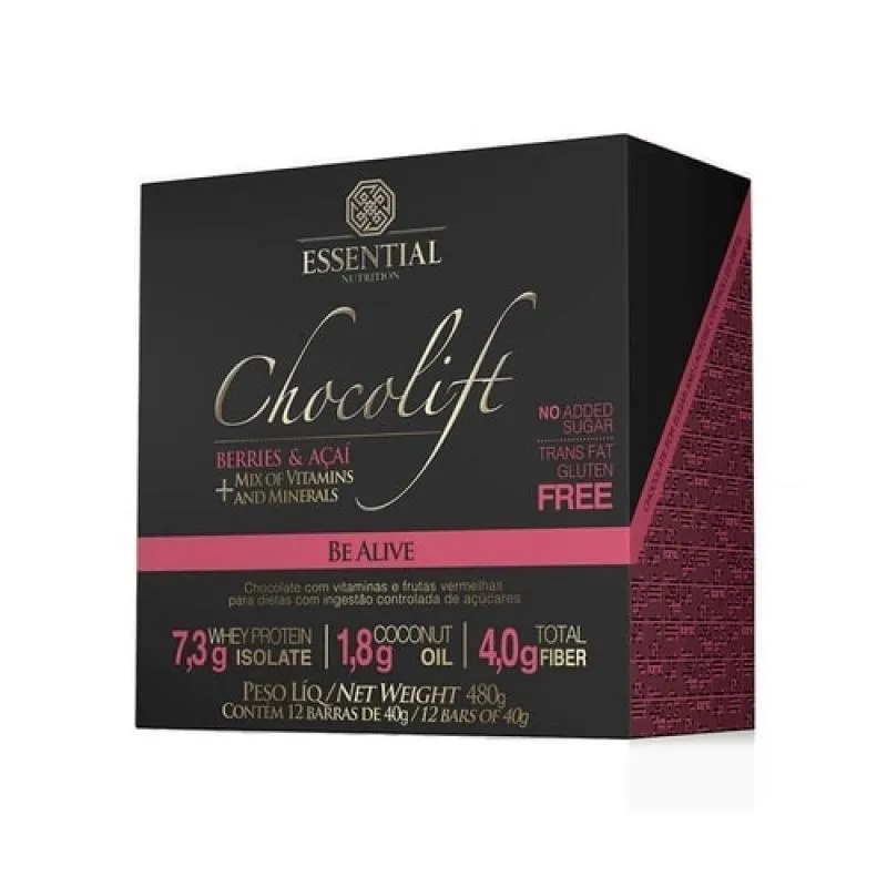 CHOCOLIFT (DISPLAY 12 BARRAS DE 40G) - SABOR: BE ALIVE