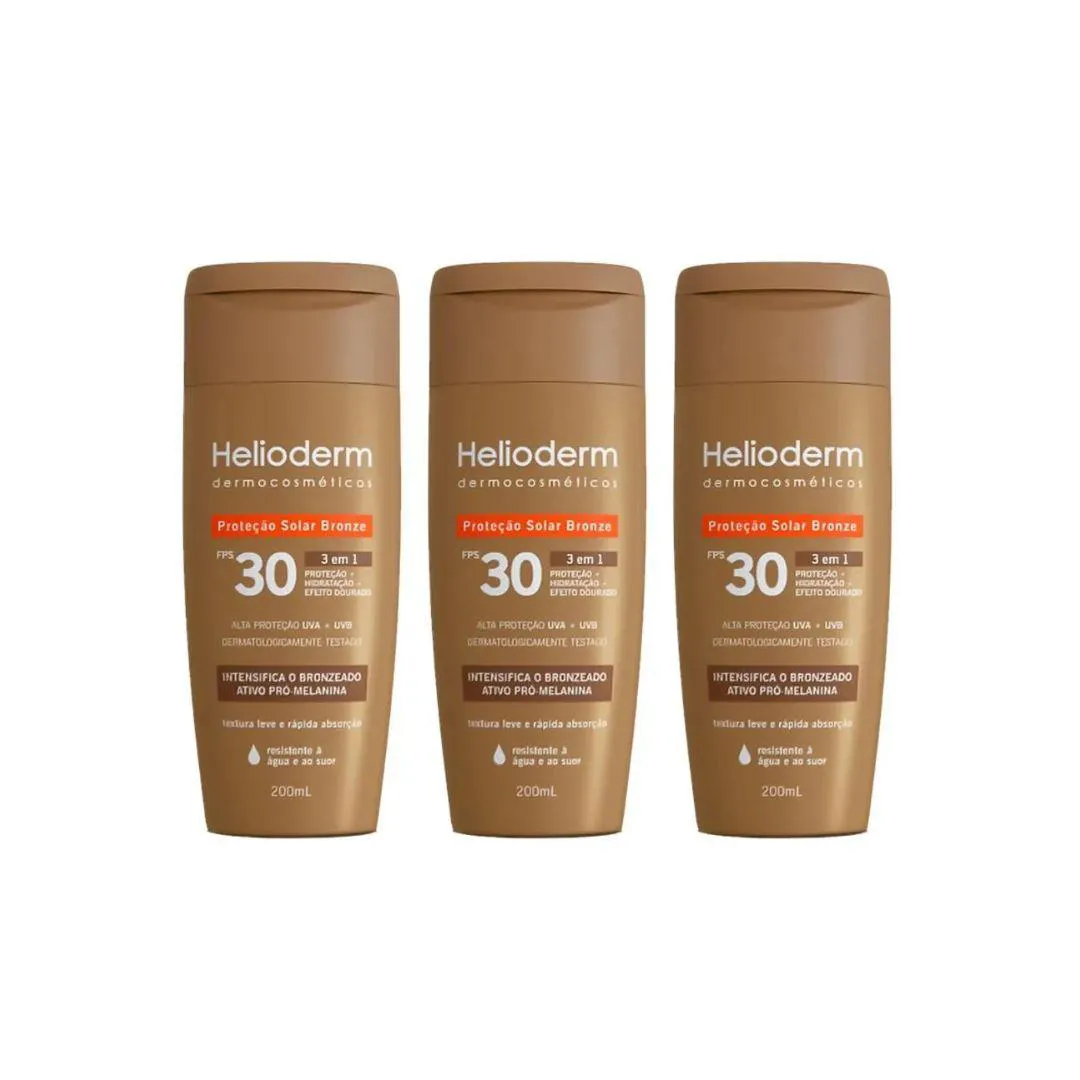KIT 3X PROT. EFEITO DOURADO FPS30 200ML - HELIODERM