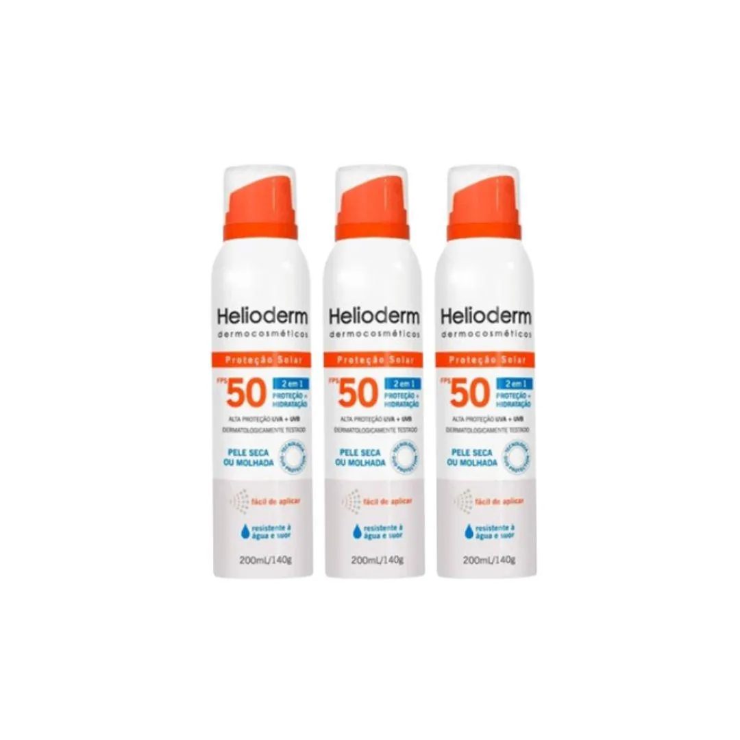 KIT 3X PROTETOR SUNCARE EM AEROSSOL FPS50 200ML - HELIODERM