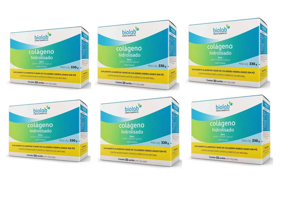 KIT 6 SUPLEMENTO COLáGENO HIDROLISADO 11G 30 SACHêS - BIOLAB