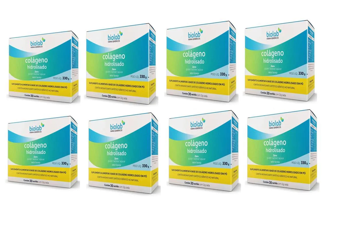 KIT 8 SUPLEMENTO COLáGENO HIDROLISADO 11G 30 SACHêS - BIOLAB