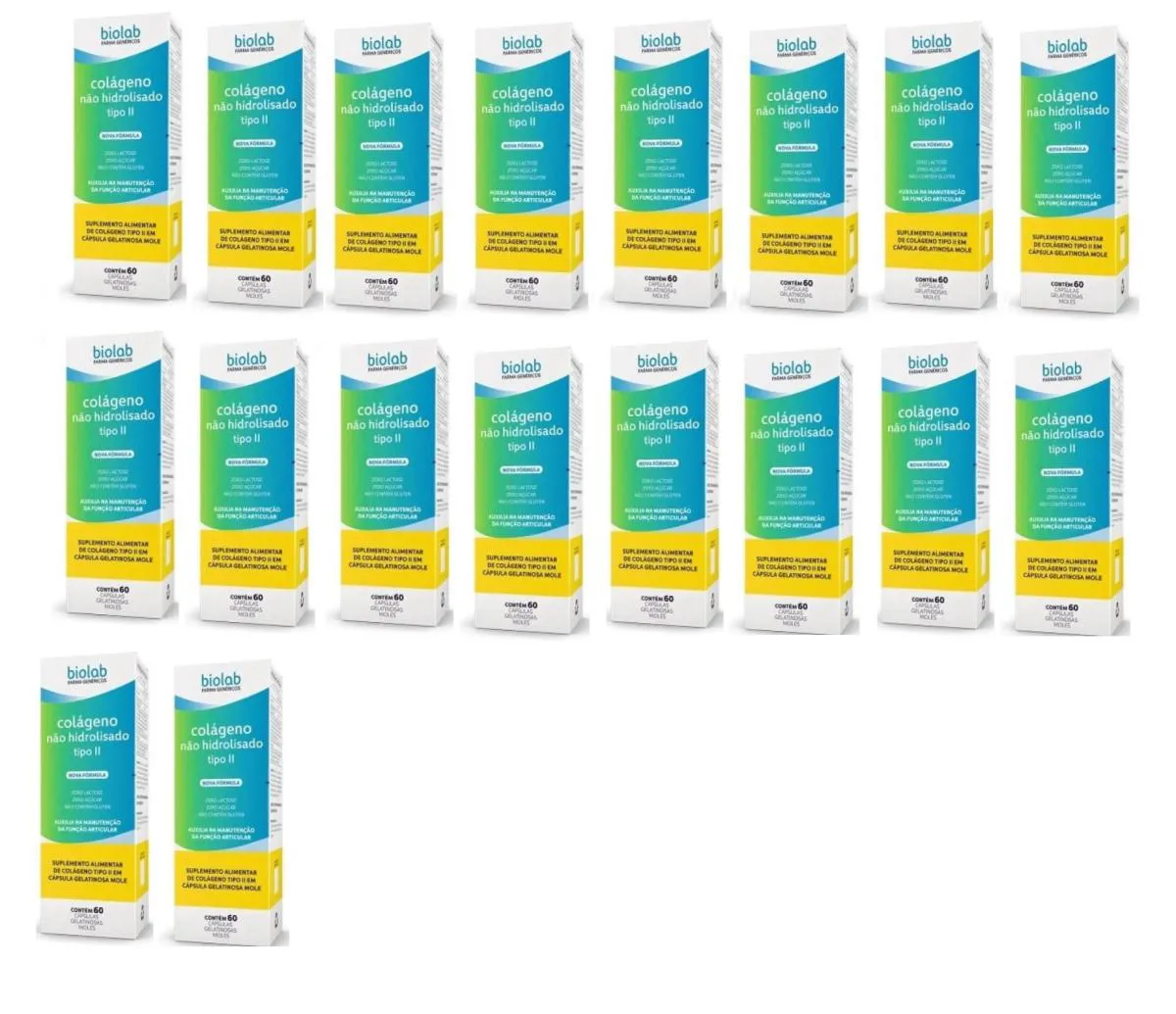 KIT 18 SUPLEMENTO COLáGENO TIPO II 40MG 60CPS - BIOLAB