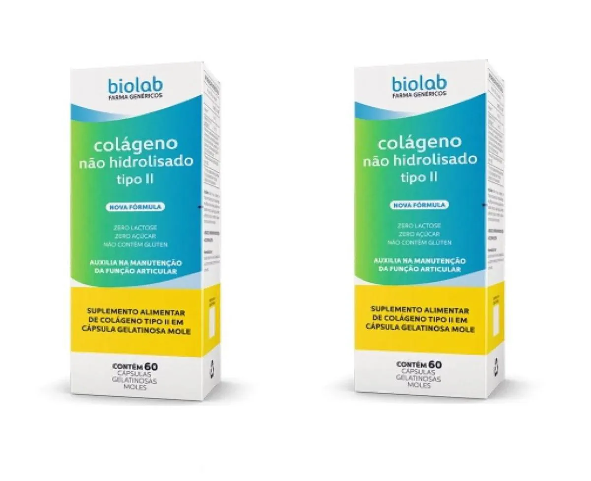 KIT 2 SUPLEMENTO  COLáGENO TIPO II 40MG 60CPS - BIOLAB