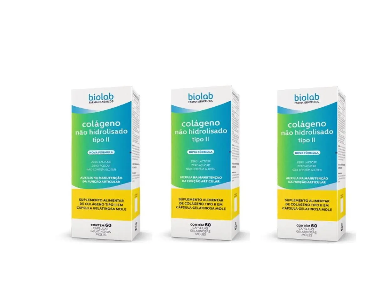 KIT 3 SUPLEMENTO COLáGENO TIPO II 40MG 60CPS - BIOLAB