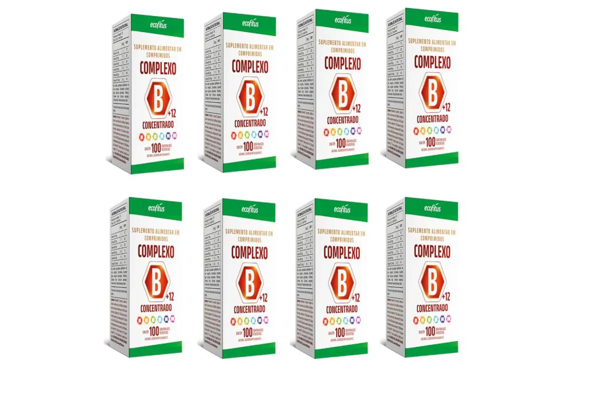 KIT 8 SUPLEMENTO ALIMENTAR COMPLEXO B+12 100CPR - ECOFITUS
