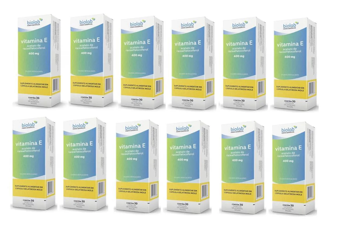 KIT 12 SUPLEMENTO ALIMENTAR VITAMINA E 400MG 30CPS - BIOLAB