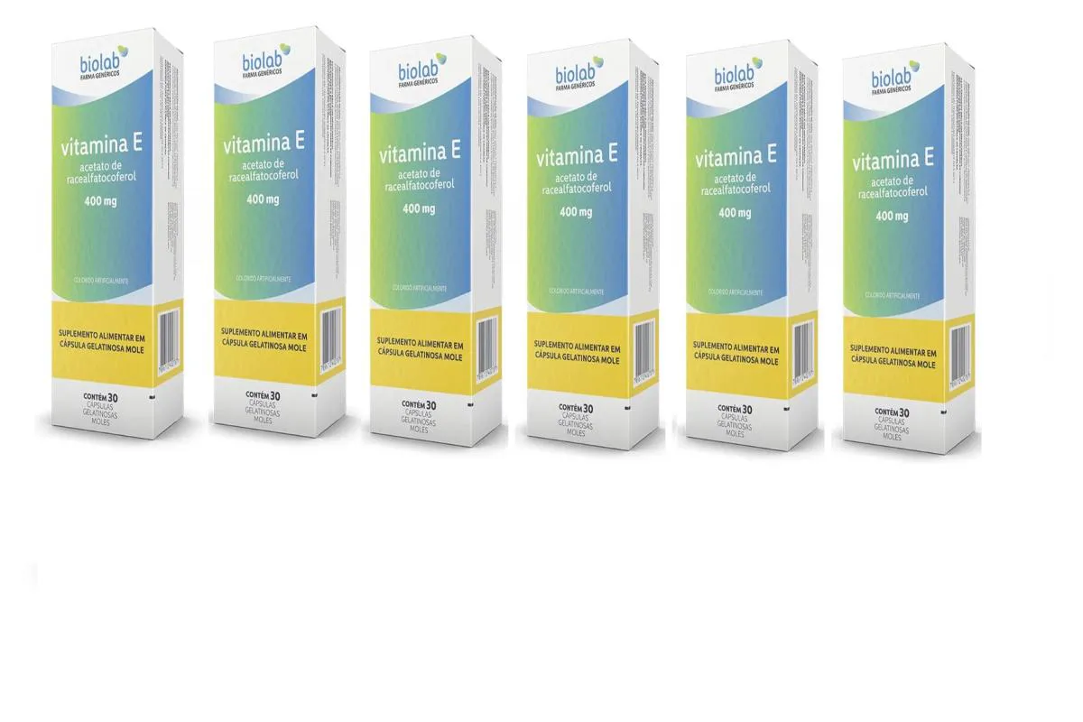 KIT 6 SUPLEMENTO ALIMENTAR VITAMINA E 400MG 30CPS - BIOLAB