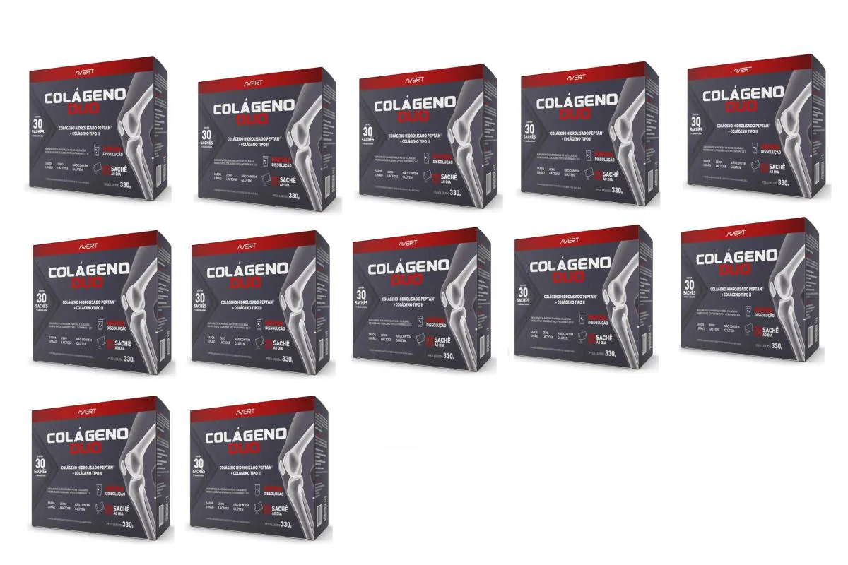 KIT 12 SUPLEMENTO COLáGENO DUO TIPO II 30 SACHêS 11G  BIOLAB