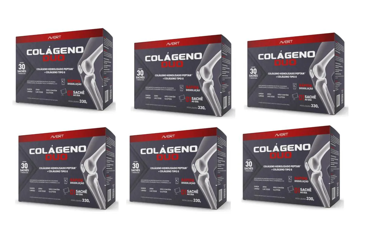 KIT 6 SUPLEMENTO COLáGENO DUO TIPO II 30 SACHêS 11G - BIOLAB