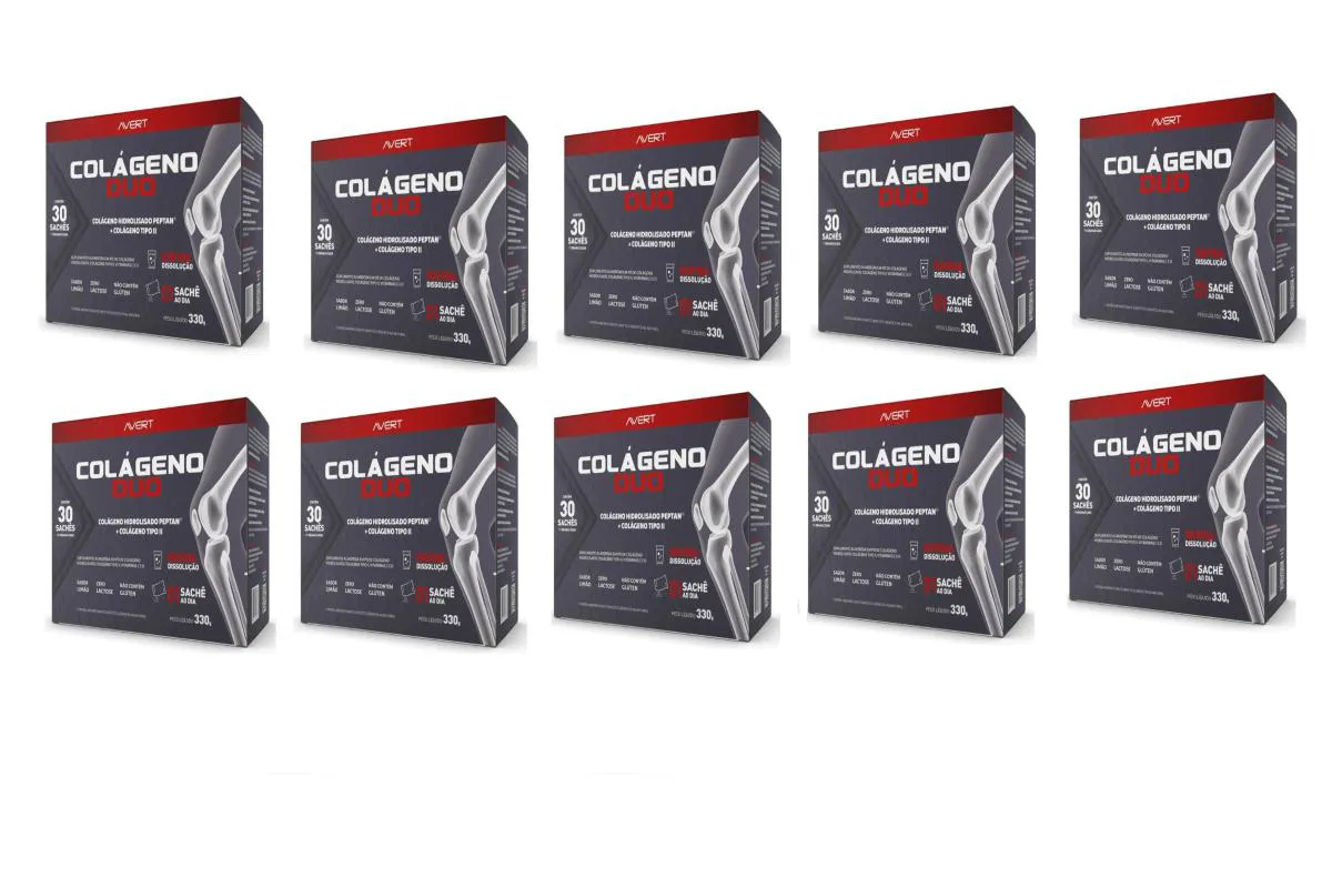 KIT 10 SUPLEMENTO COLáGENO DUO TIPO II 30 SACHêS 11G BIOLAB
