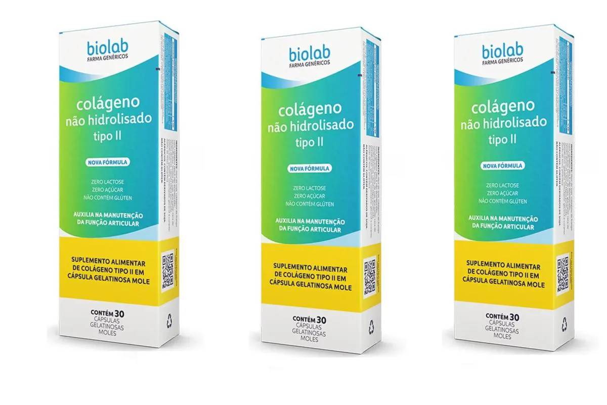 KIT 3 SUPLEMENTO COLáGENO TIPO II 30CPS - BIOLAB