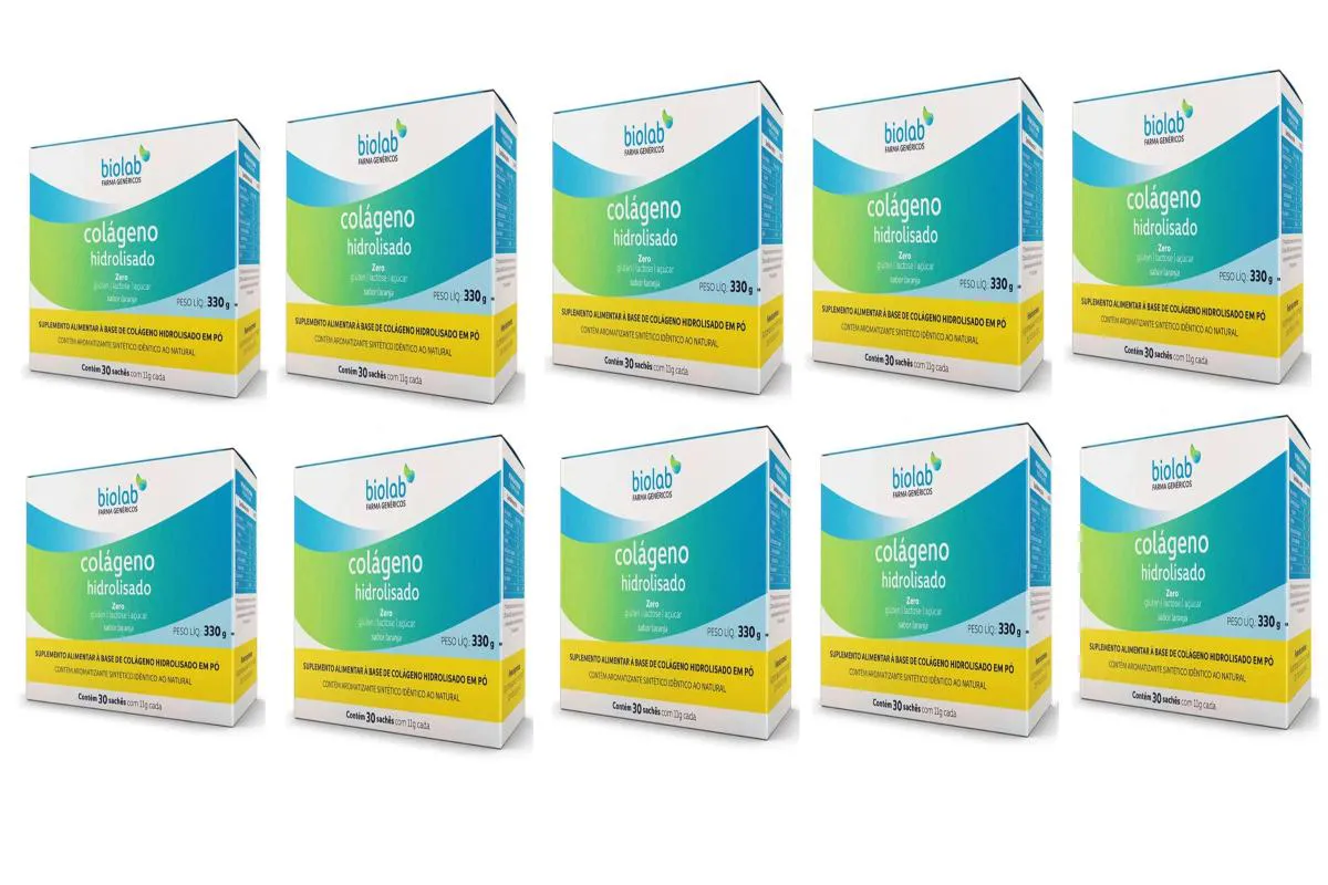 KIT 10 SUPLEMENTO COLáGENO HIDROLISADO 11G 30 SACHêS  BIOLAB
