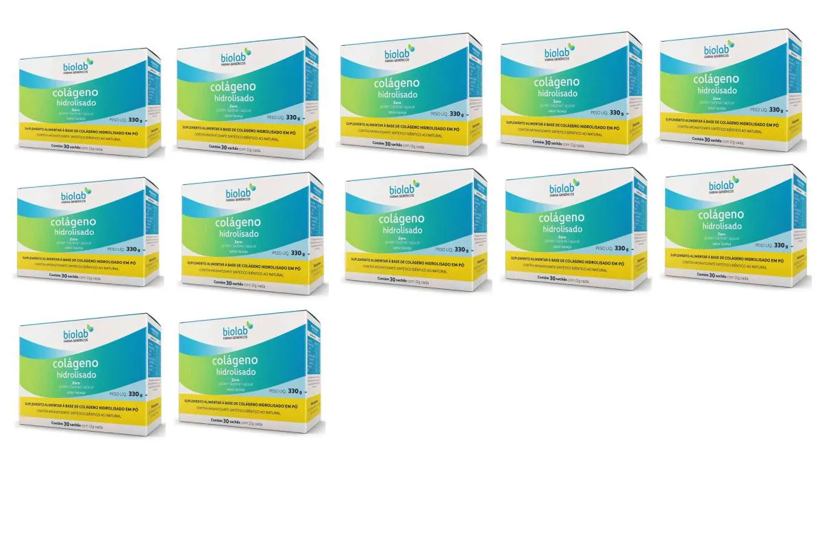 KIT 12 SUPLEMENTO COLáGENO HIDROLISADO 11G 30 SACHêS  BIOLAB