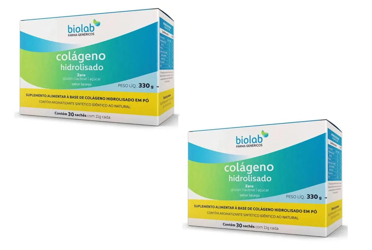 KIT 2 SUPLEMENTO COLáGENO HIDROLISADO 11G 30 SACHêS - BIOLAB