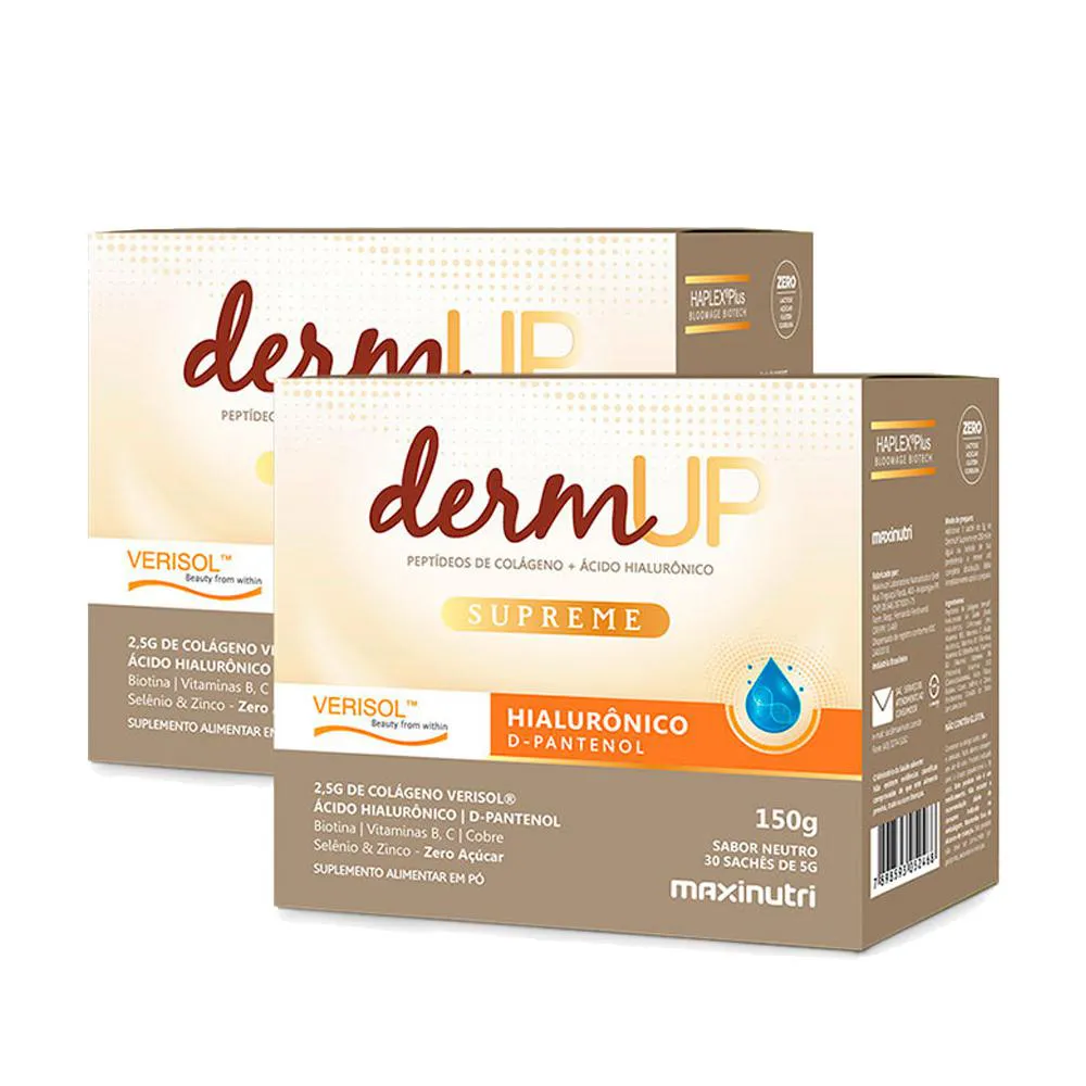 KIT 2 DERMUP COLáGENO VERISOL COM ACIDO HIALURôNICO + D-PANTENOL 30 SACHES MAXINUTRI