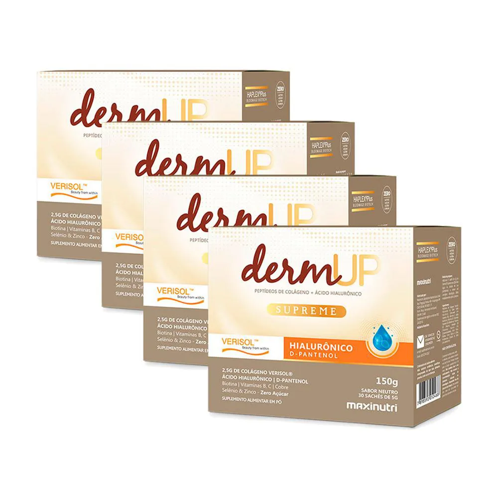 KIT 3 DERMUP VERISOL ACIDO HIALURôNICO + D-PANTENOL 30 SACHES SABOR NEUTRO MAXINUTRI
