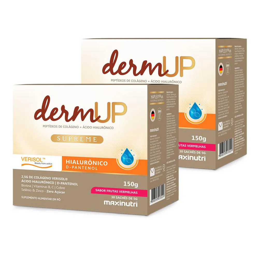 KIT 2 DERMUP VERISOL SACHE ÁCIDO HIALURôNICO D-PANTENOL FRUTAS VERMELHAS MAXINUTRI