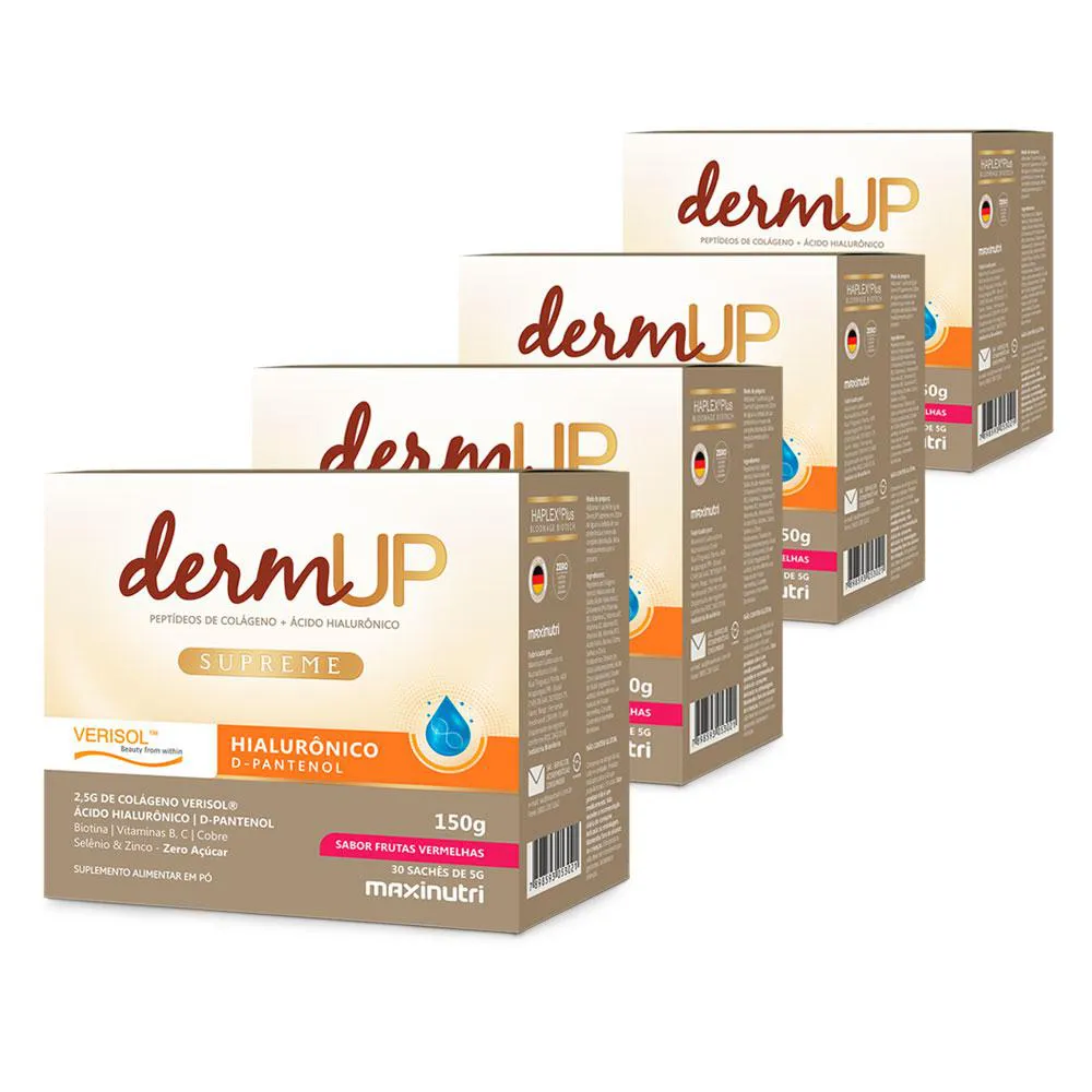 KIT 4 DERMUP VERISOL SACHE ÁCIDO HIALURôNICO D-PANTENOL FRUTAS VERMELHAS MAXINUTRI