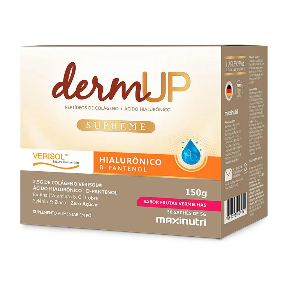 COLáGENO DERMUP VERISOL SACHE COM ÁCIDO HIALURôNICO FRUTAS VERMELHAS MAXINUTRI
