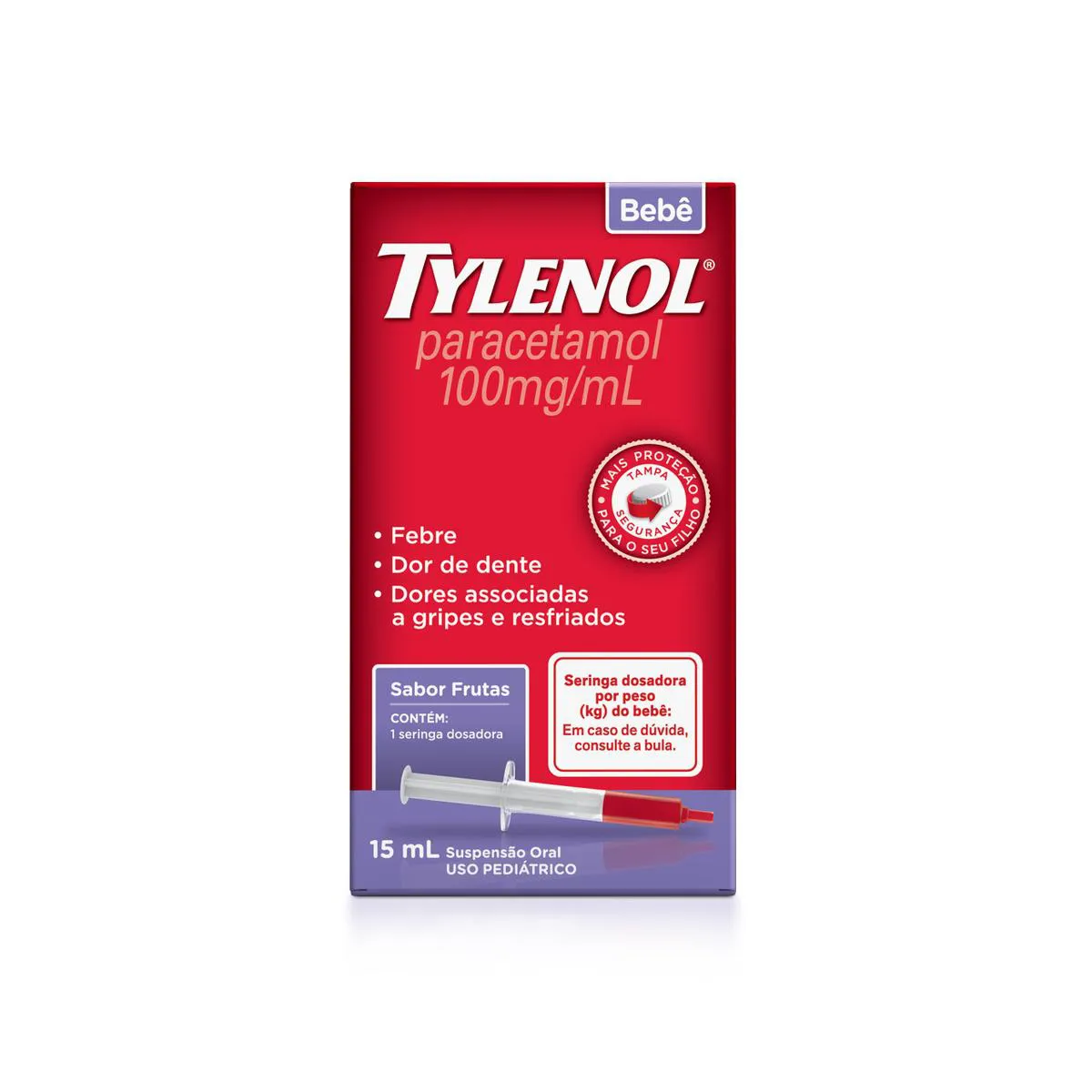 Tylenol Paracetamol Bebê 100mg/ml Suspensão Oral Sabor Frutas 15ml