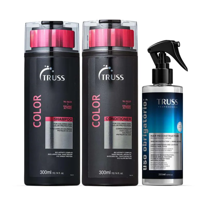 KIT TRUSS COLOR SHAMPOO 300ML + CONDICIONADOR 300ML + FINALIZADOR 260ML USO