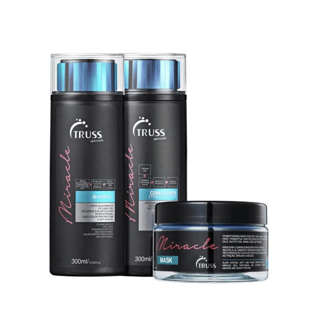KIT TRUSS MIRACLE SHAMPOO 300ML + CONDICIONADOR 300ML + MáSCARA 180G