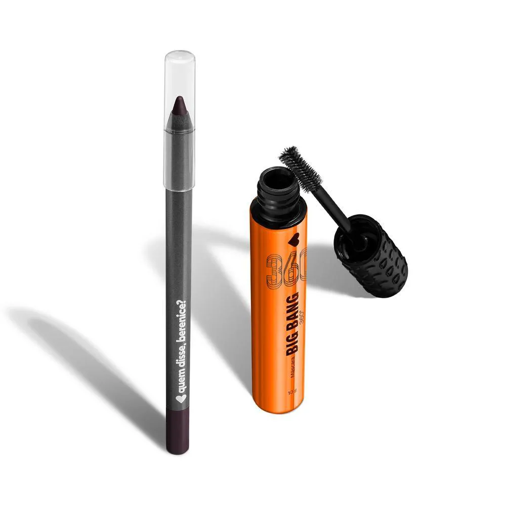 COMBO LáPIS ROXO PARA OLHOS  1,2G + MáSCARA PARA CíLIOS BIG BANG 360º 10G