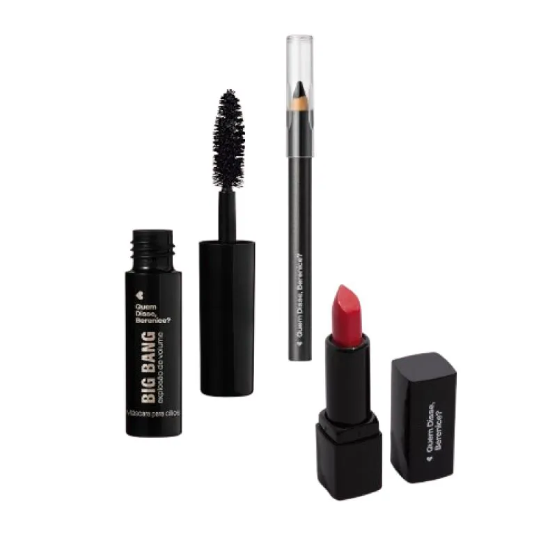 COMBO MINI: MáSCARA DE CíLIOS BIG BANG 5G + LáPIS DE OLHOS 600MG + BATOM MATE 1,6G