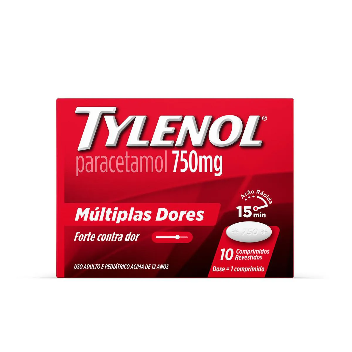 Tylenol Paracetamol 750mg Múltiplas Dores 10 comprimidos