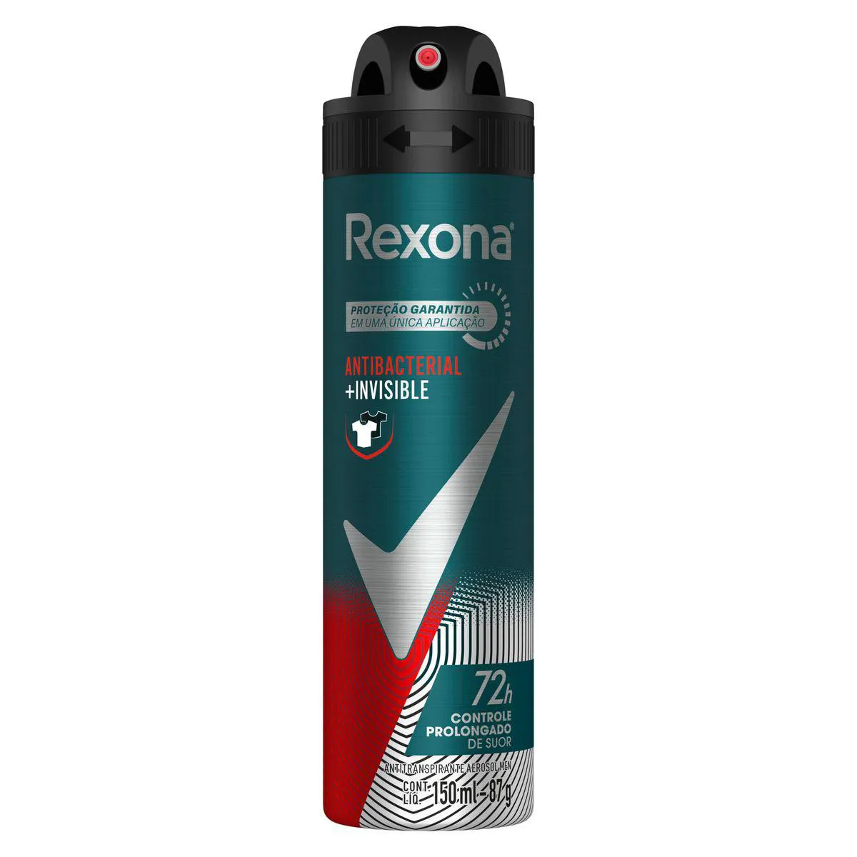 Desodorante Antitranspirante Aerosol Rexona Men Antibacterial + Invisible 72h 150ml