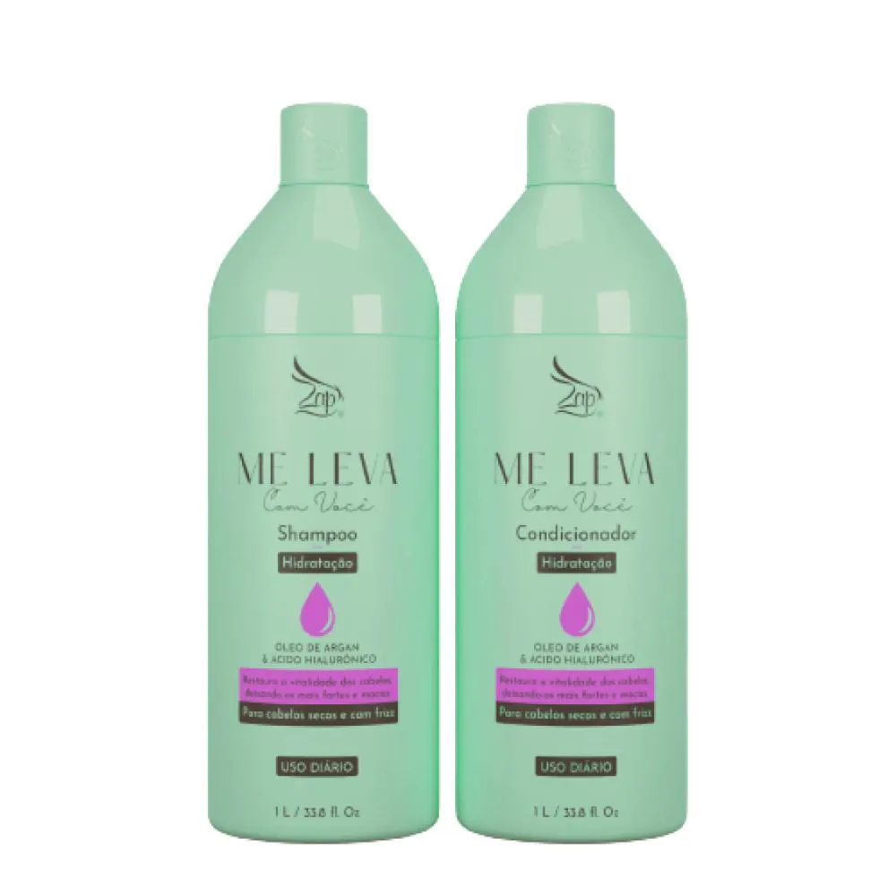 ZAP ME LEVA COM VOCê HIDRATAçãO ÓLEO DE ARGAN E ÁCIDO HIALURôNICO - SHAMPOO + CONDICIONADOR 1000ML