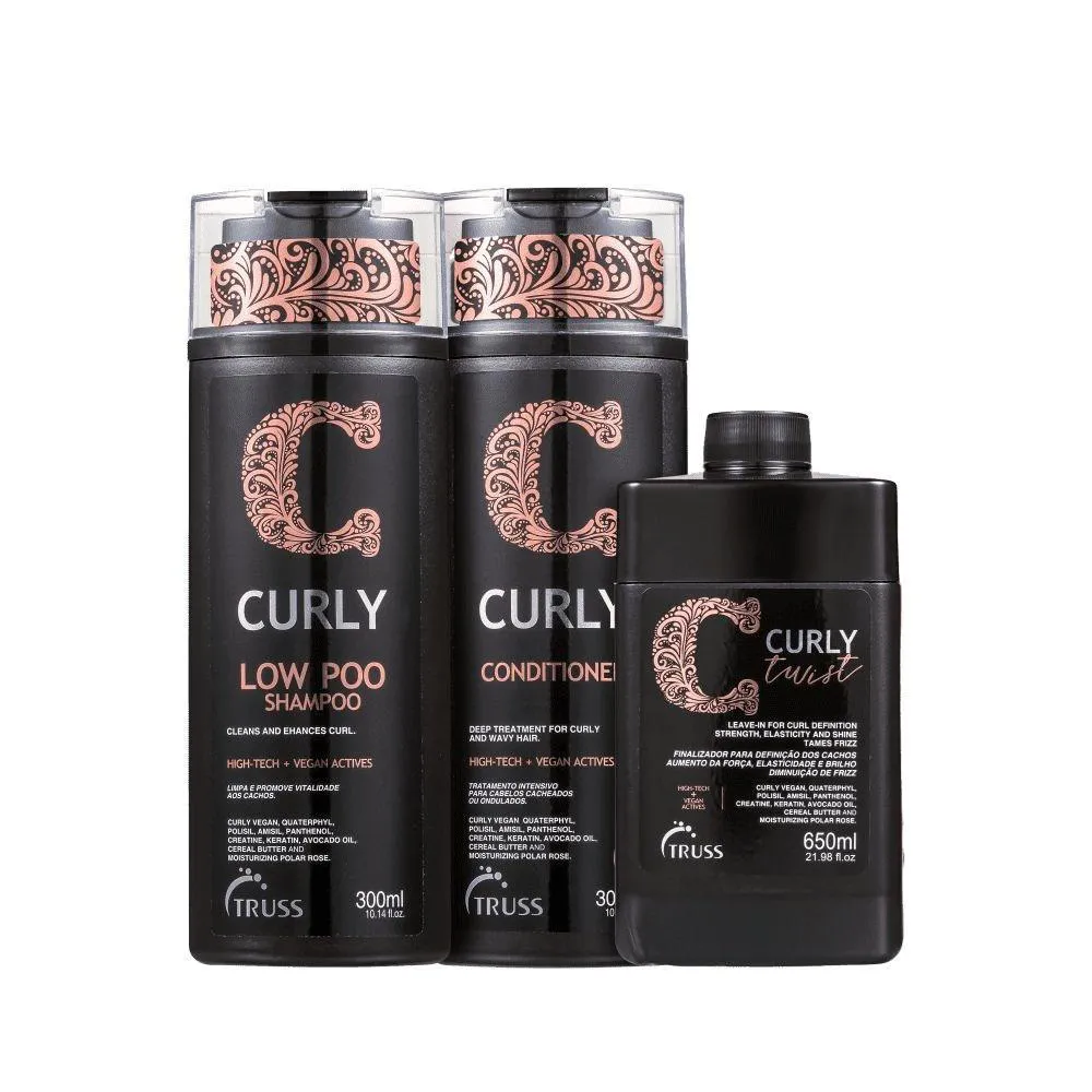 TRUSS CURLY SHAMPOO LOW POO 300ML + CONDICIONADOR 300ML + LEAVE-IN 650ML