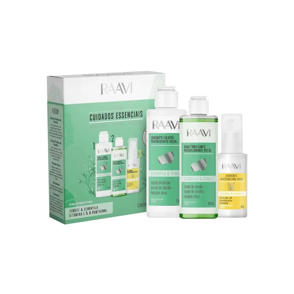 KIT RAAVI CUIDADOS ESSENCIAIS CLOROFILA E TOMATE (3 PRODUTOS)