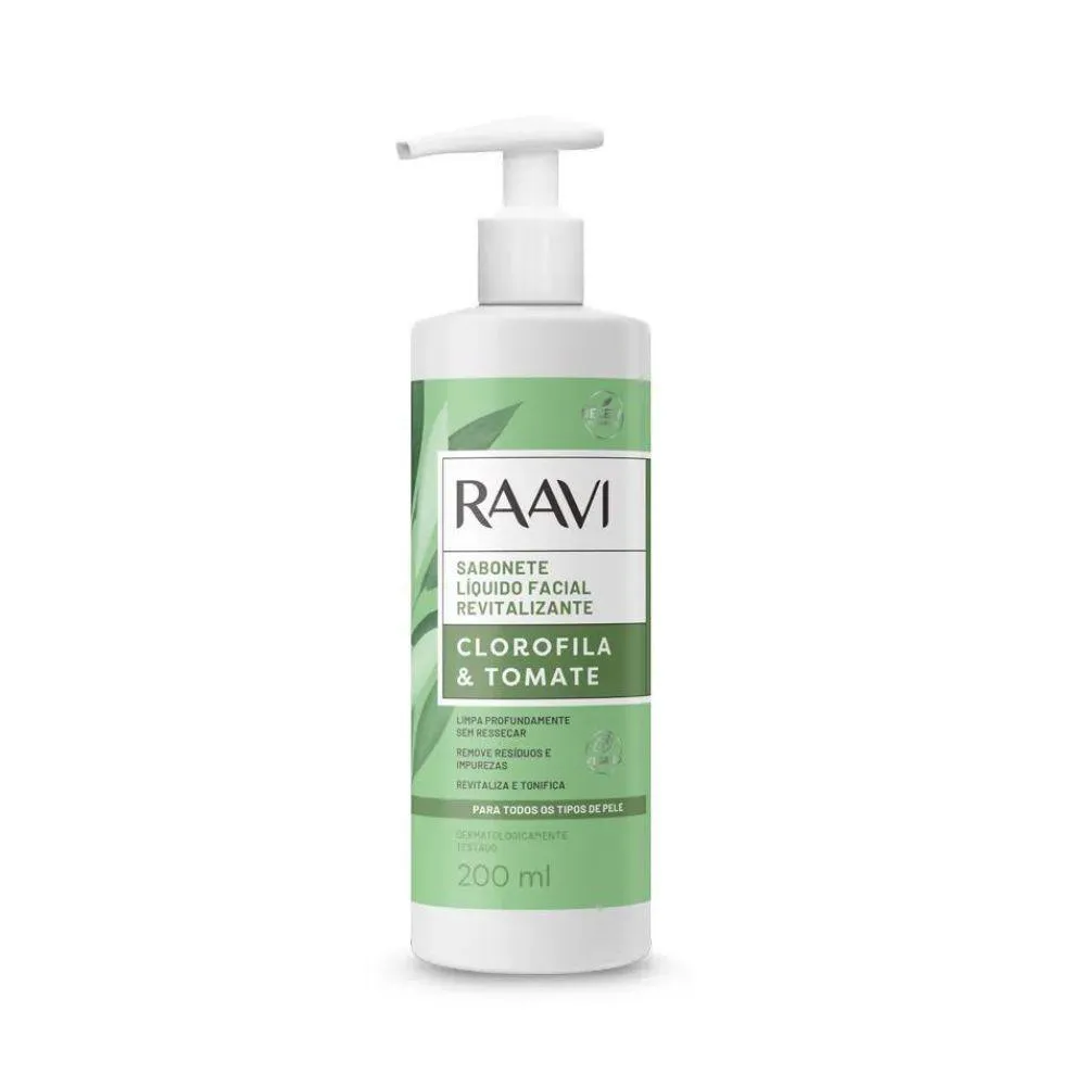 RAAVI SABONETE LíQUIDO FACIAL REVITALIZANTE CLOROFILA E TOMATE 200ML