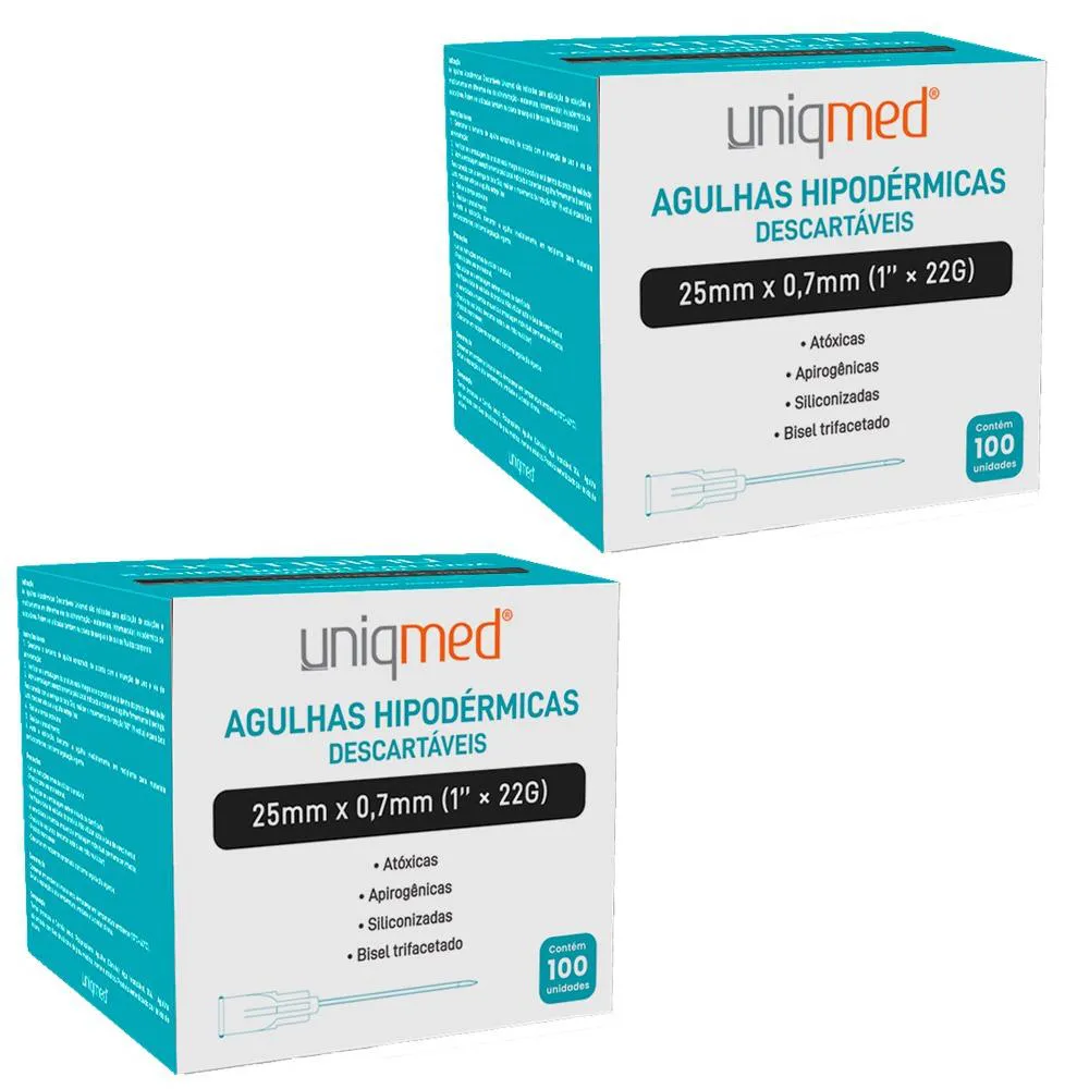 KIT 400UN AGULHA HIPODERMICA 25X0,7MM UNIQMED