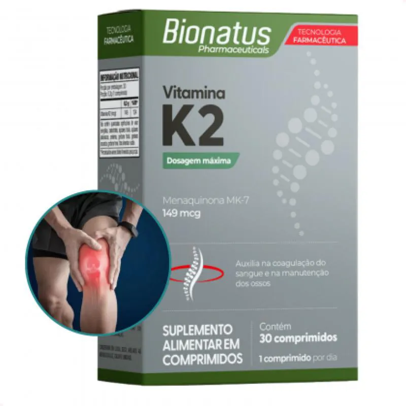 VITAMINA K2 MENAQUINONA MK7 - 30 COMPRIMIDOS - BIONATUS