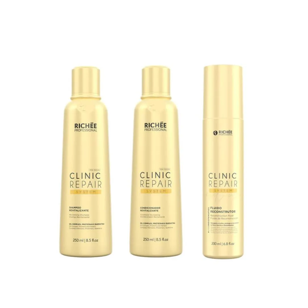 KIT SHAMPOO CONDICIONADOR E QUERATINA RICHéE CLINIC REPAIR SYSTEM