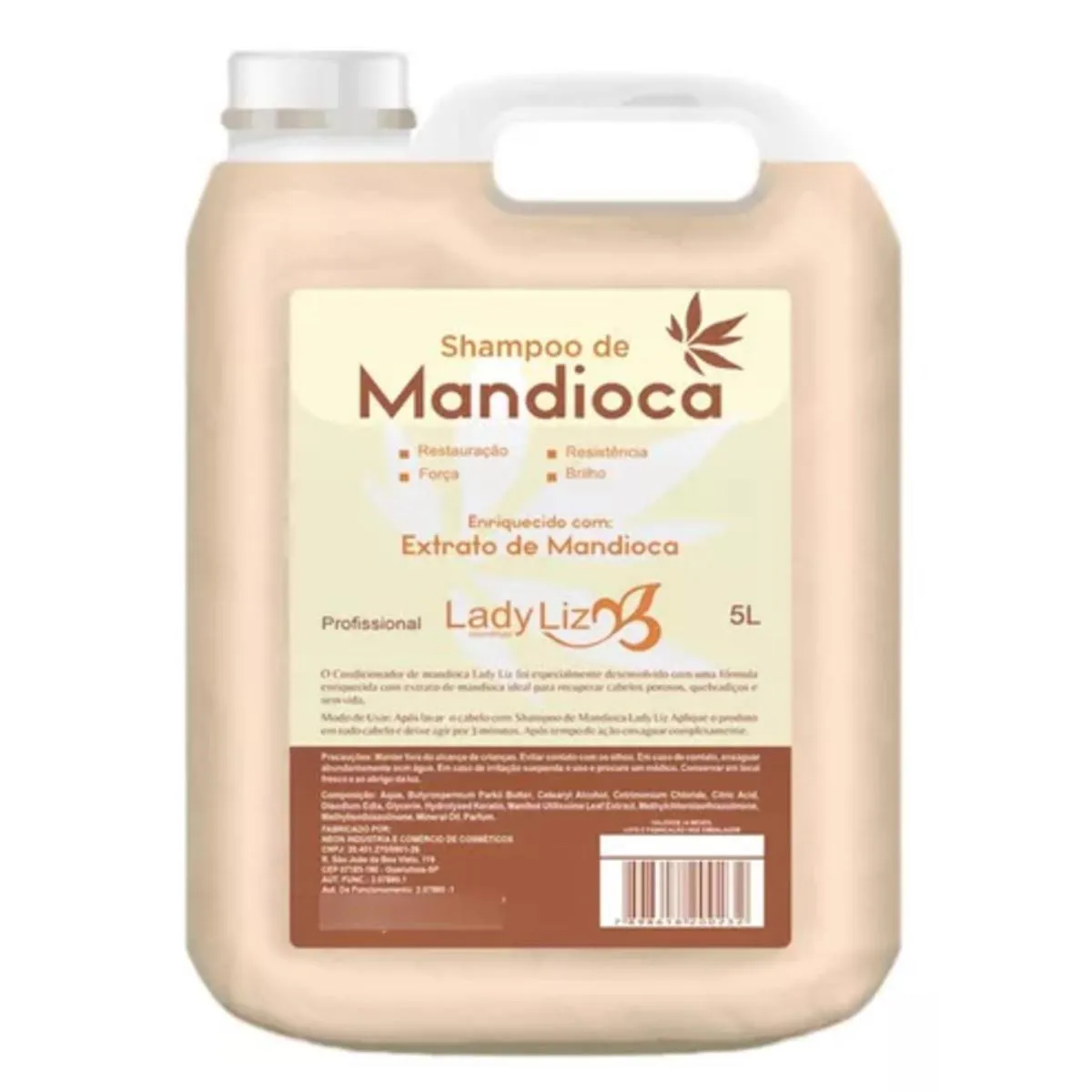 SHAMPOO LIMPEZA PROFUNDA EXTRATO DE MANDIOCA LADY LIZ - 5L