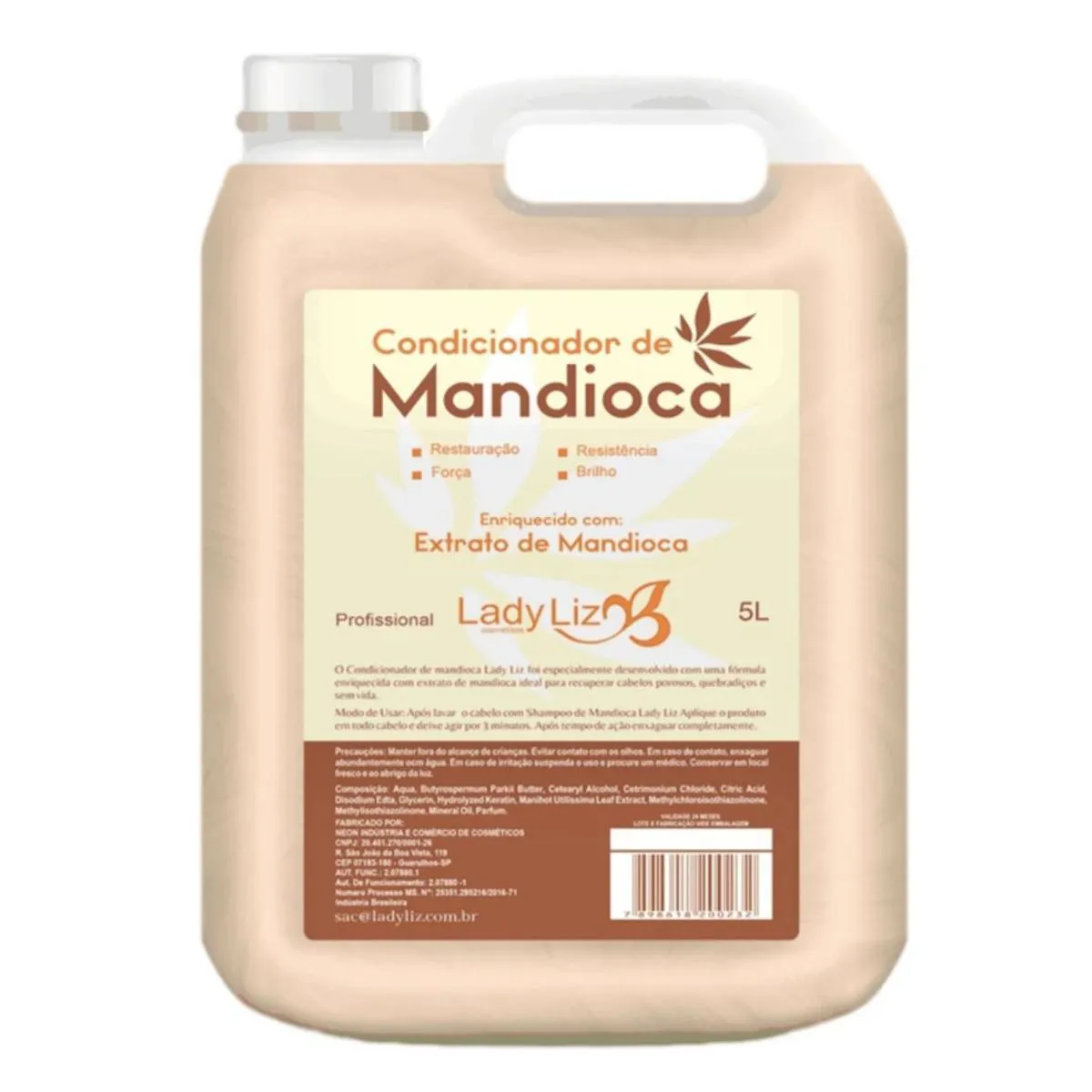 CONDICIONADOR HIDRATANTE EXTRATO DE MANDIOCA LADY LIZ - 5L